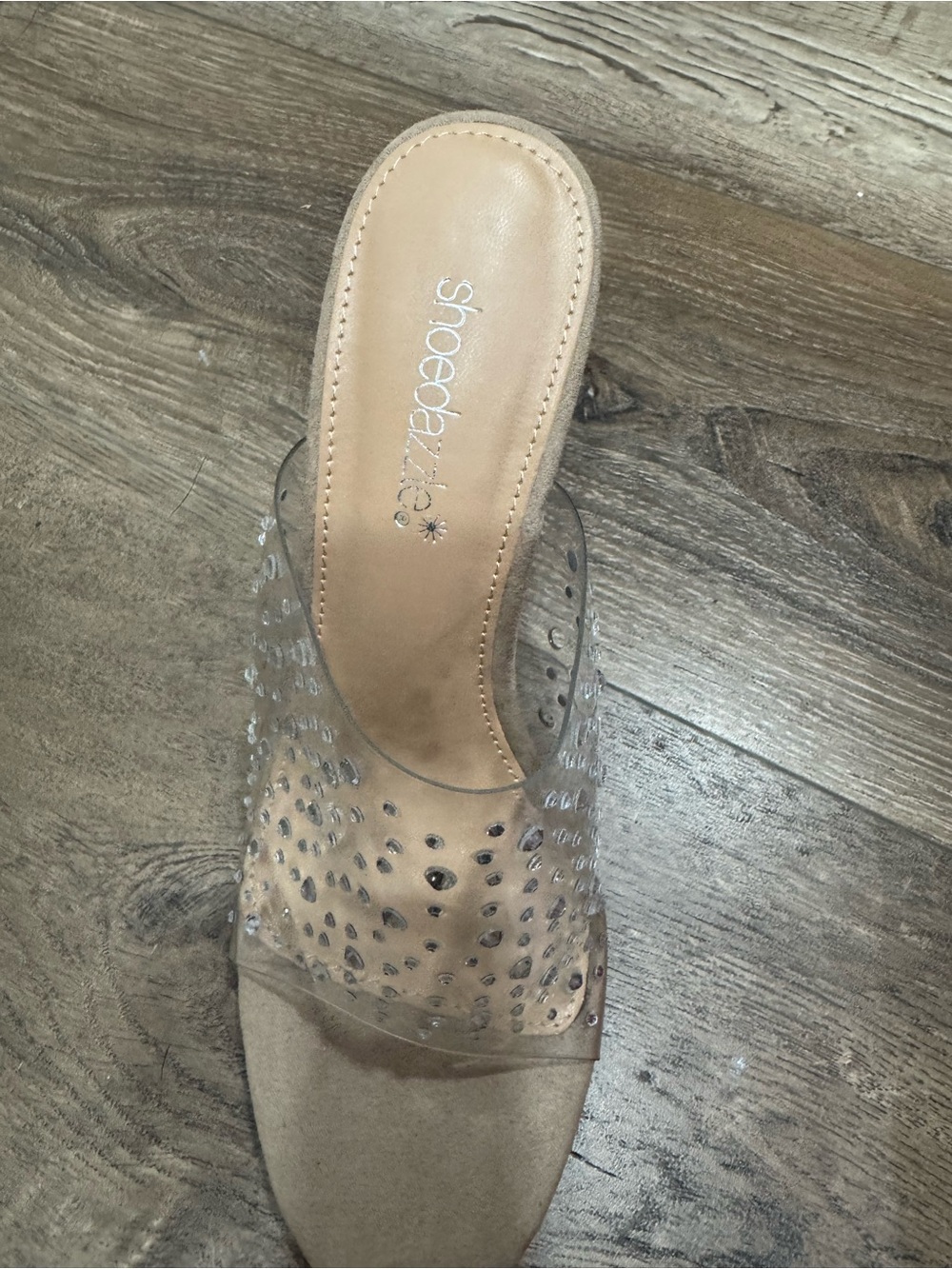 Clear Rhinestone Wedge Mule - Nude Insole - Picture 2 of 5